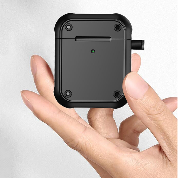 For AirPods 1 / 2 Wing TPU + PC Shockproof Earphone Protective Case(Black Green) - For AirPods 1/2 by PMC Jewellery | Online Shopping South Africa | PMC Jewellery | Buy Now Pay Later Mobicred