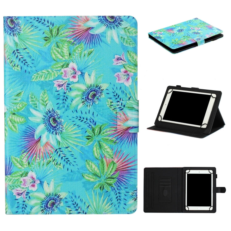For 10 inch Tablet PC Universal Coloured Drawing Pattern Horizontal Flip Leather Case with Holder & Card Slot(Flowers) - 10 - 11 inch by PMC TechLife | Online Shopping South Africa | PMC TechLife | Buy Now Pay Later Mobicred