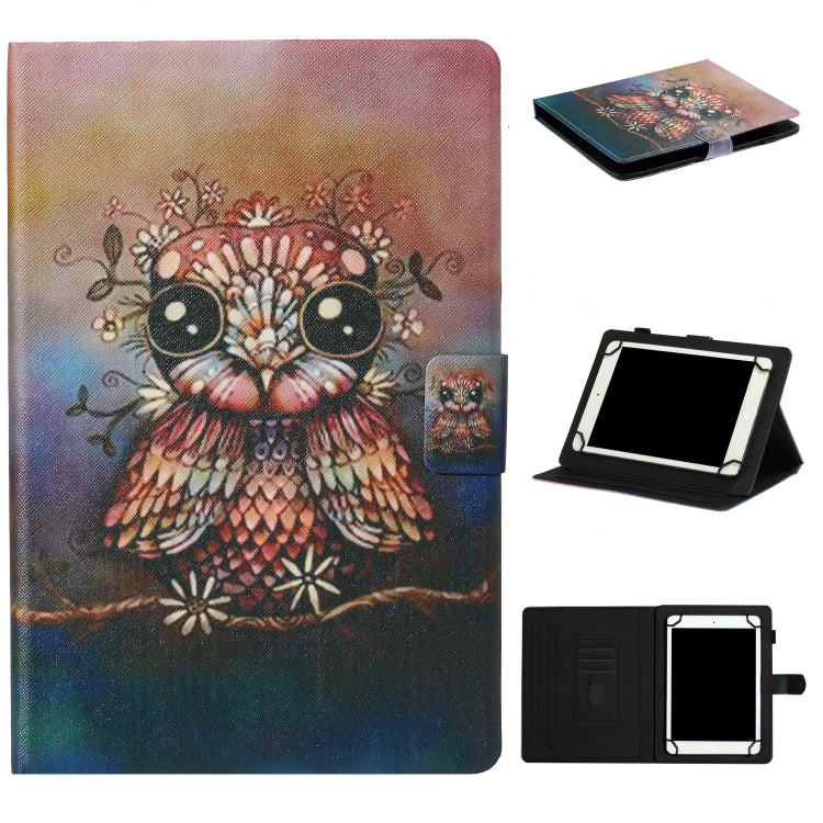 For 10 inch Tablet PC Universal Coloured Drawing Pattern Horizontal Flip Leather Case with Holder & Card Slot(Owl) - 10 - 11 inch by PMC TechLife | Online Shopping South Africa | PMC TechLife | Buy Now Pay Later Mobicred