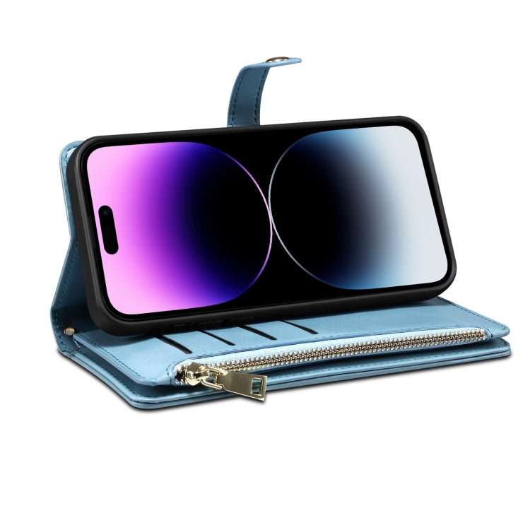 For Google Pixel 7 Pro 5G ESEBLE Star Series Lanyard Zipper Wallet RFID Leather Case(Blue) - Google Cases by ESEBLE | Online Shopping South Africa | PMC TechLife | Buy Now Pay Later Mobicred