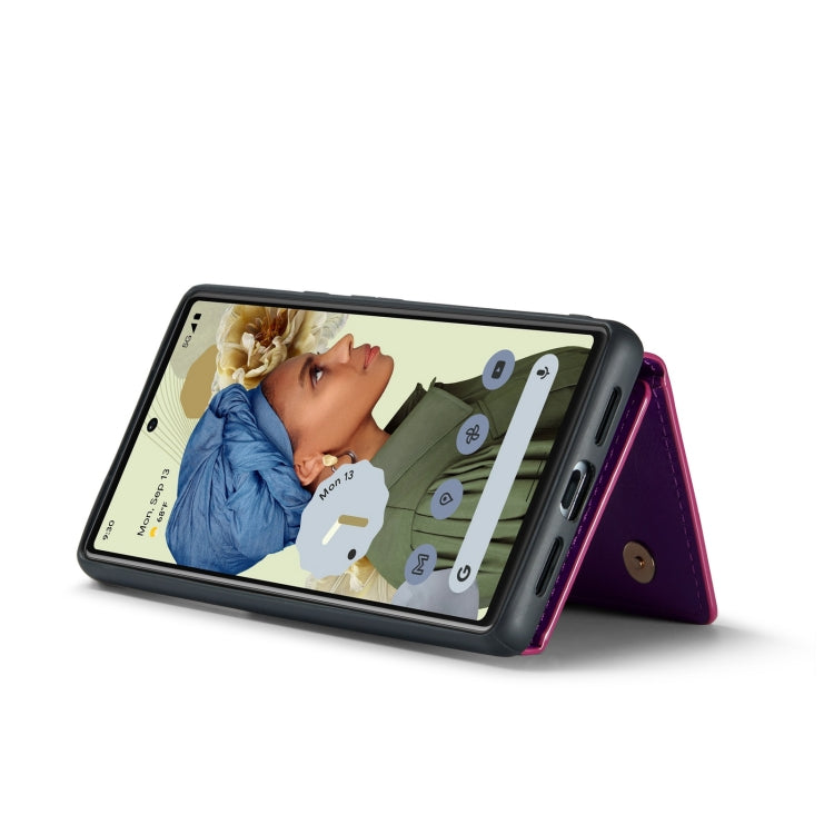 For Google Pixel 6 DG.MING M3 Series Glitter Powder Card Bag Leather Case(Dark Purple) - Google Cases by DG.MING | Online Shopping South Africa | PMC TechLife | Buy Now Pay Later Mobicred