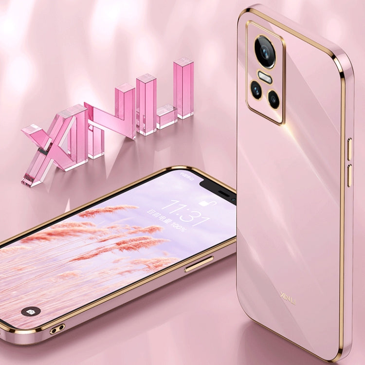 For Realme GT Neo 3 XINLI Straight 6D Plating Gold Edge TPU Phone Case(Black) - Realme Cases by PMC TechLife | Online Shopping South Africa | PMC TechLife | Buy Now Pay Later Mobicred