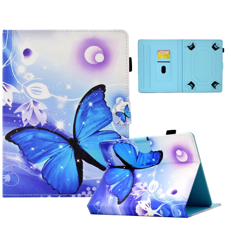 For 10 inch Tablet Electric Pressed TPU Leather Tablet Case(Blue Butterfly) - 10 - 11 inch by PMC TechLife | Online Shopping South Africa | PMC TechLife | Buy Now Pay Later Mobicred