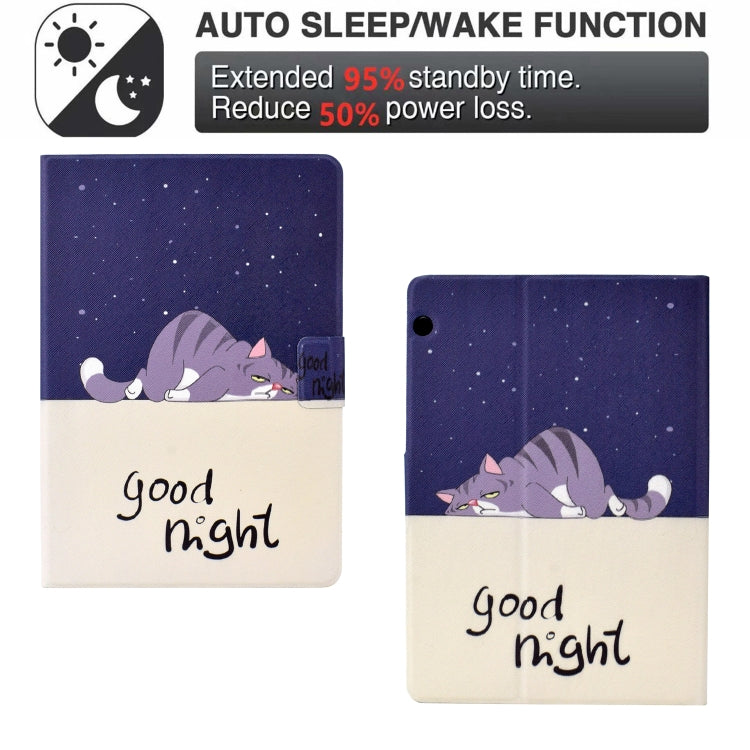 For Huawei MediaPad T5 Electric Pressed TPU Leather Tablet Case(Lazy Cat) - Huawei by PMC TechLife | Online Shopping South Africa | PMC TechLife | Buy Now Pay Later Mobicred