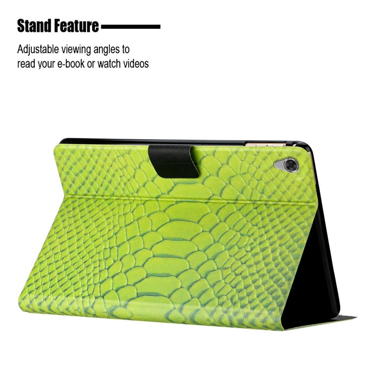 For Lenovo Tab M10 HD 2nd Gen Solid Color Crocodile Texture Leather Smart Tablet Case(Green) - Lenovo by PMC TechLife | Online Shopping South Africa | PMC TechLife | Buy Now Pay Later Mobicred