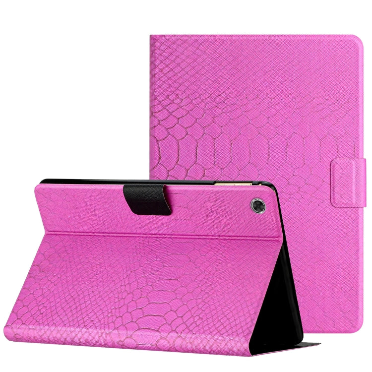 For Lenovo Tab M10 3rd Gen Solid Color Crocodile Texture Leather Smart Tablet Case(Rose Red) - Lenovo by PMC TechLife | Online Shopping South Africa | PMC TechLife | Buy Now Pay Later Mobicred