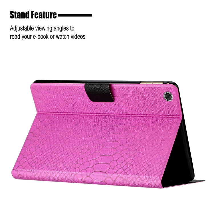 For Lenovo Tab M10 Plus 10.6 3rd Gen 2022 Solid Color Crocodile Texture Leather Smart Tablet Case(Rose Red) - Lenovo by PMC TechLife | Online Shopping South Africa | PMC TechLife | Buy Now Pay Later Mobicred