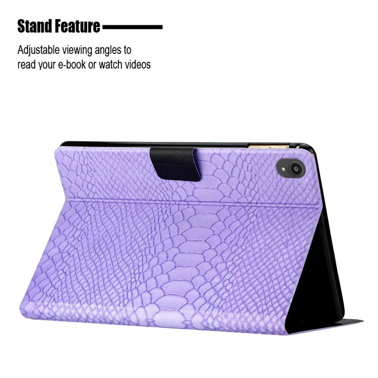 For Lenovo Tab P11 Solid Color Crocodile Texture Leather Smart Tablet Case(Purple) - Lenovo by PMC TechLife | Online Shopping South Africa | PMC TechLife | Buy Now Pay Later Mobicred