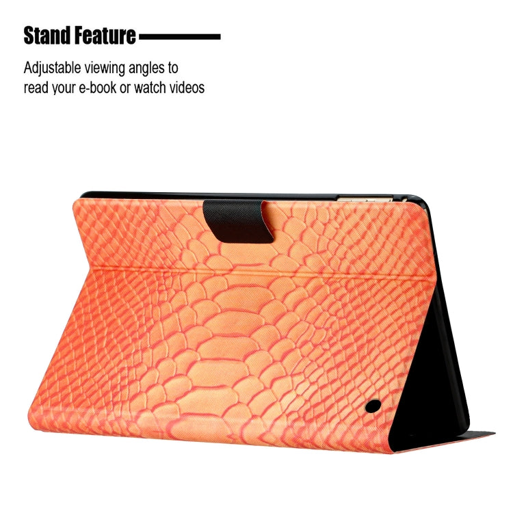 For Amazon Kindle Fire HD 10 2021 Solid Color Crocodile Texture Leather Smart Tablet Case(Orange) - Amazon by PMC TechLife | Online Shopping South Africa | PMC TechLife | Buy Now Pay Later Mobicred