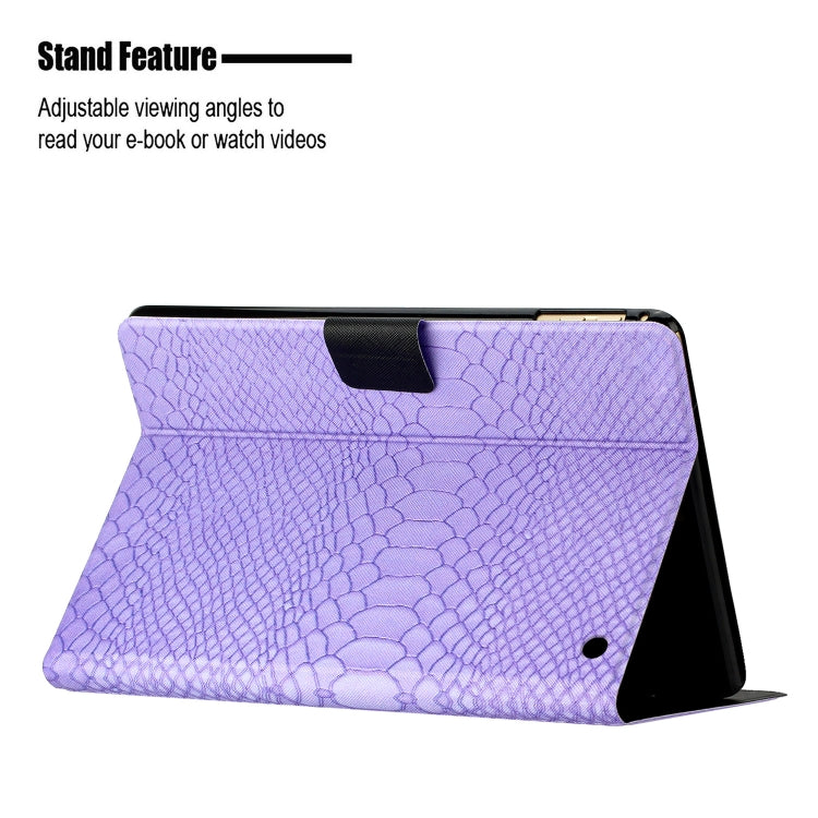 For Amazon Kindle Fire HD 10 2021 Solid Color Crocodile Texture Leather Smart Tablet Case(Purple) - Amazon by PMC TechLife | Online Shopping South Africa | PMC TechLife | Buy Now Pay Later Mobicred