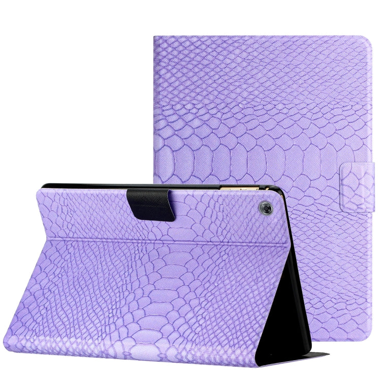 For Huawei MatePad T 10s Solid Color Crocodile Texture Leather Tablet Case(Purple) - Huawei by PMC TechLife | Online Shopping South Africa | PMC TechLife | Buy Now Pay Later Mobicred