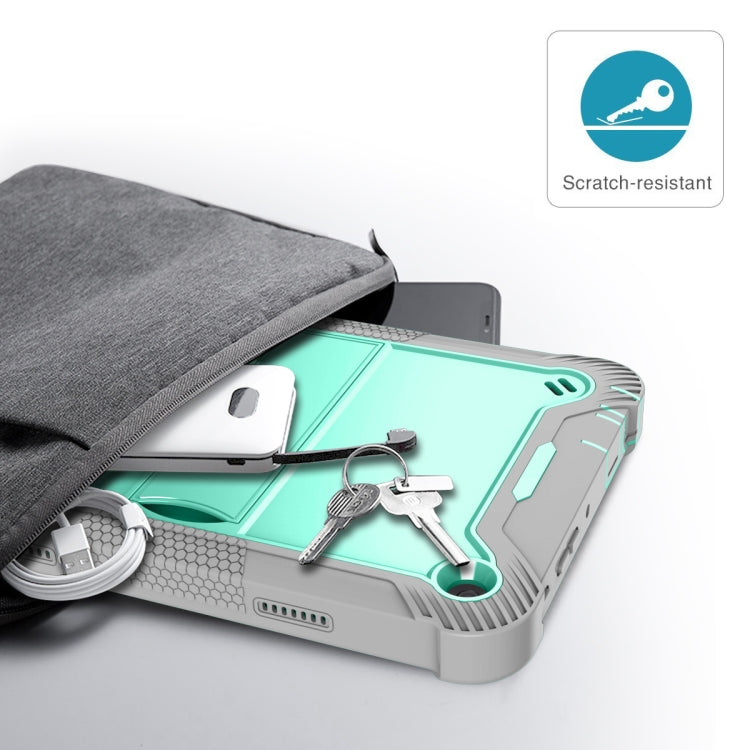 Silicone + PC Holder Shockproof Tablet Case For Amazon Kindle Fire HD 8 2022 / 2020 / HD 8 Plus 2020(Mint Green+Grey) - Amazon by PMC TechLife | Online Shopping South Africa | PMC TechLife | Buy Now Pay Later Mobicred