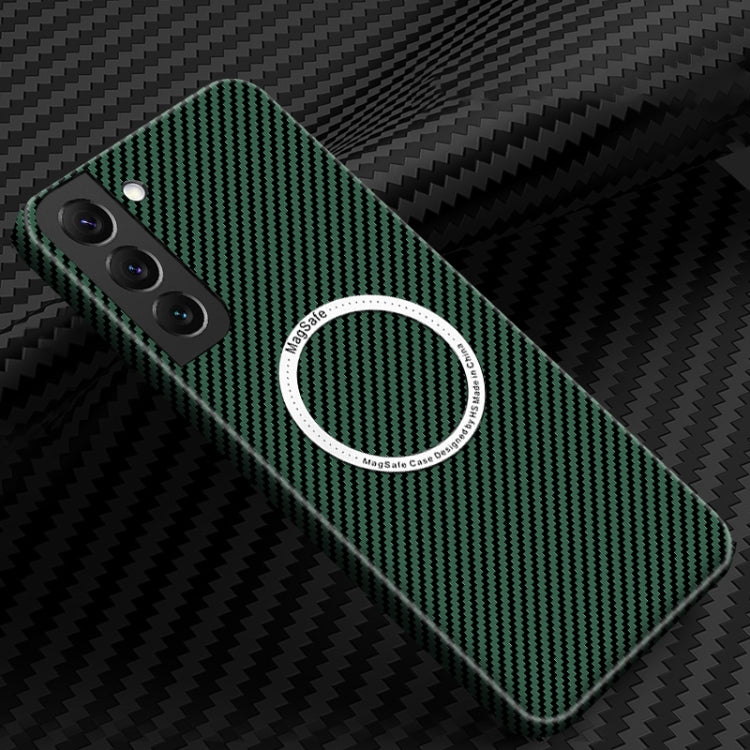 For Samsung Galaxy S23 5G Carbon Fiber Texture MagSafe Magnetic Phone Case(Green) - Galaxy S23 5G Cases by PMC TechLife | Online Shopping South Africa | PMC TechLife