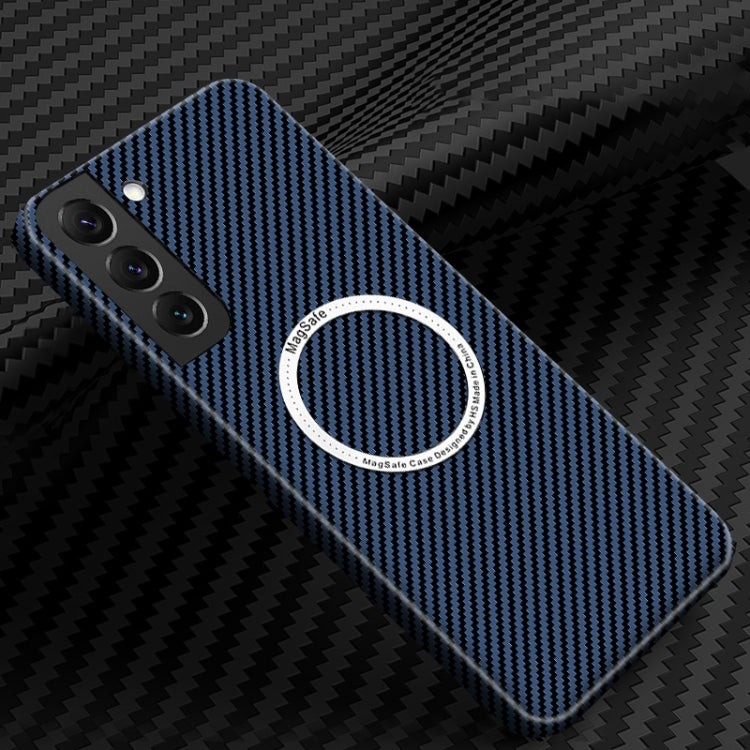 For Samsung Galaxy S23 5G Carbon Fiber Texture MagSafe Magnetic Phone Case(Blue) - Galaxy S23 5G Cases by PMC TechLife | Online Shopping South Africa | PMC TechLife