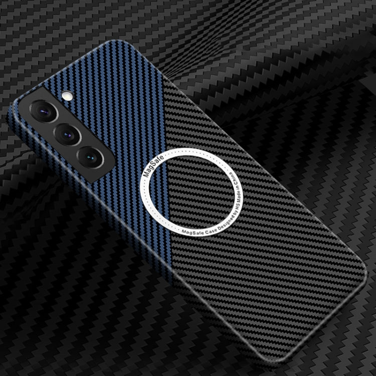For Samsung Galaxy S23 5G Carbon Fiber Texture MagSafe Magnetic Phone Case(Black Blue) - Galaxy S23 5G Cases by PMC TechLife | Online Shopping South Africa | PMC TechLife