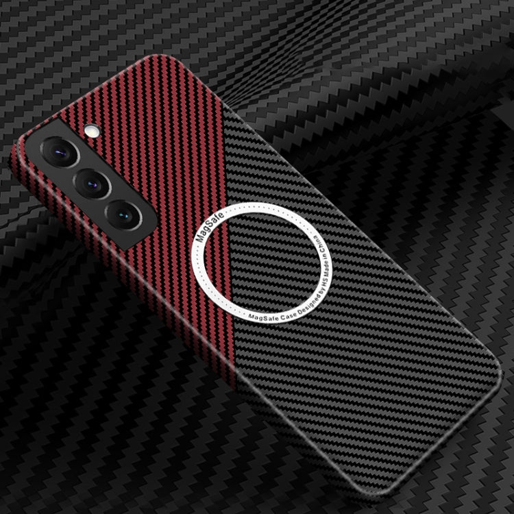 For Samsung Galaxy S23 5G Carbon Fiber Texture MagSafe Magnetic Phone Case(Black Red) - Galaxy S23 5G Cases by PMC TechLife | Online Shopping South Africa | PMC TechLife
