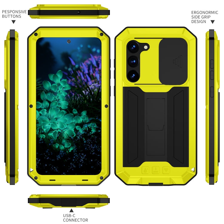 For Samsung Galaxy S23+ 5G R-JUST Sliding Camera Design Life Waterproof Dustproof Shockproof Phone Case(Yellow) - Galaxy S23+ 5G Cases by R-JUST | Online Shopping South Africa | PMC TechLife | Buy Now Pay Later Mobicred