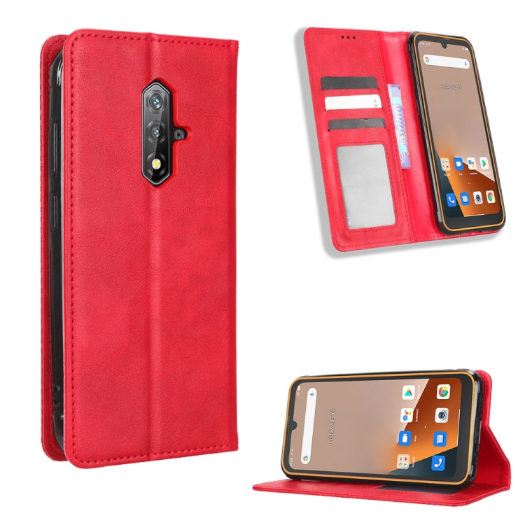 For Blackview BV5200 Magnetic Buckle Retro Texture Leather Phone Case(Red) - More Brand by PMC TechLife | Online Shopping South Africa | PMC TechLife | Buy Now Pay Later Mobicred