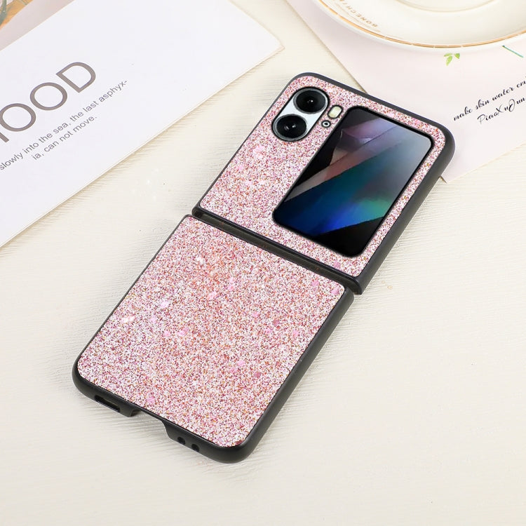 For OPPO Find N2 Flip Glitter Powder PU Phone Case(Pink) - Find N2 Flip Cases by PMC TechLife | Online Shopping South Africa | PMC TechLife