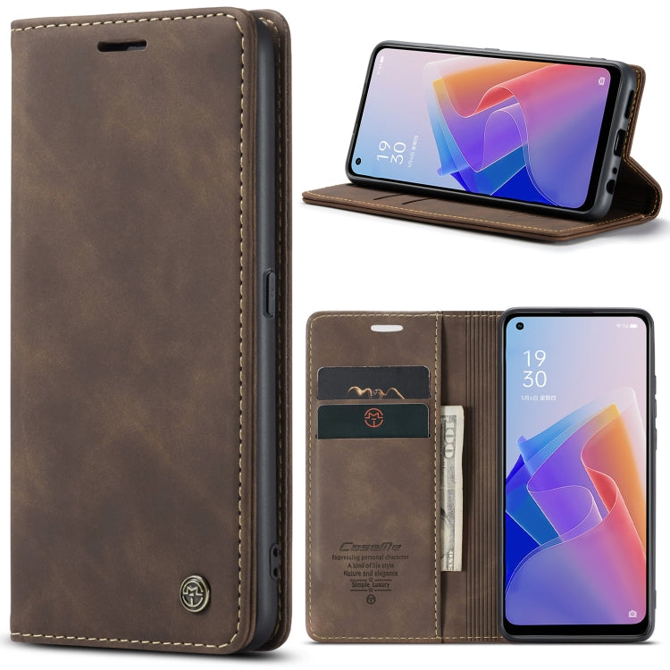 CaseMe 013 Multifunctional Horizontal Flip Leather Phone Case For OPPO Reno7 Z Global/Reno7 Lite Global/Reno8 Lite Global/F21 Pro 5G Global/Reno8 Z Global(Coffee) - OPPO Cases by CaseMe | Online Shopping South Africa | PMC Jewellery | Buy Now Pay Later Mobicred