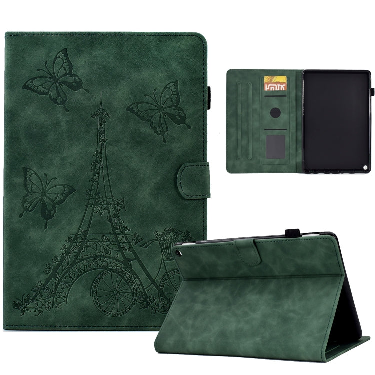 For Amazon Kindle Fire HD10 2021 Tower Embossed Leather Smart Tablet Case(Green) - Amazon by PMC TechLife | Online Shopping South Africa | PMC TechLife | Buy Now Pay Later Mobicred