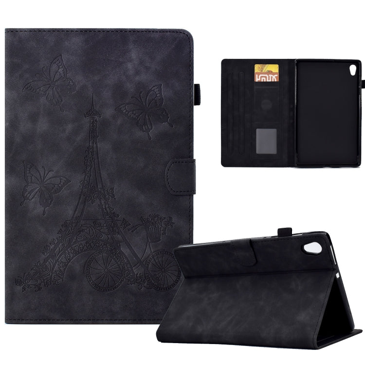 For Lenovo Tab M10 Gen 2 Tower Embossed Leather Smart Tablet Case(Black) - Lenovo by PMC TechLife | Online Shopping South Africa | PMC TechLife | Buy Now Pay Later Mobicred
