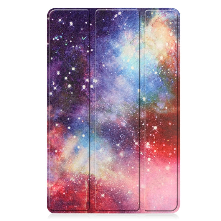 For Nokia T21 Custer Painted 3-Fold Holder Leather Smart Tablet Case(Milky Way Nebula) - Nokia by PMC TechLife | Online Shopping South Africa | PMC TechLife | Buy Now Pay Later Mobicred