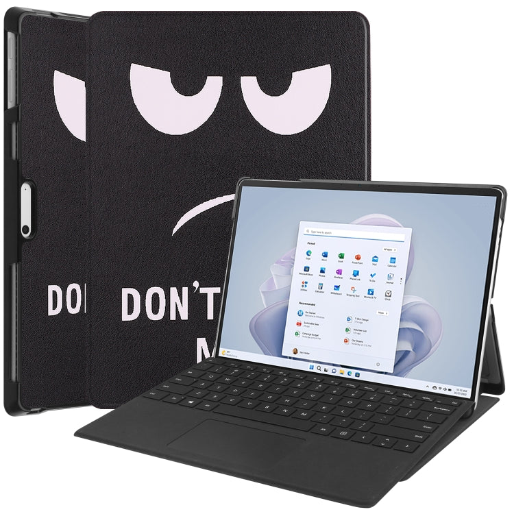 For Microsoft Surface Pro 9 Custer Painted 3-Fold Holder Leather Tablet Case(Big Eye Me) - Microsoft by PMC TechLife | Online Shopping South Africa | PMC TechLife | Buy Now Pay Later Mobicred