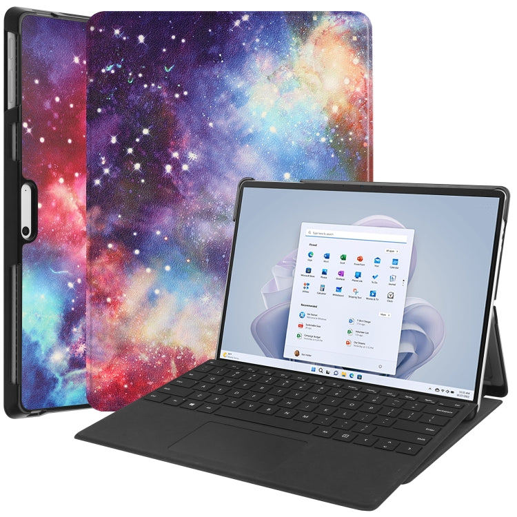For Microsoft Surface Pro 9 Custer Painted 3-Fold Holder Leather Tablet Case(Milky Way Nebula) - Microsoft by PMC TechLife | Online Shopping South Africa | PMC TechLife | Buy Now Pay Later Mobicred