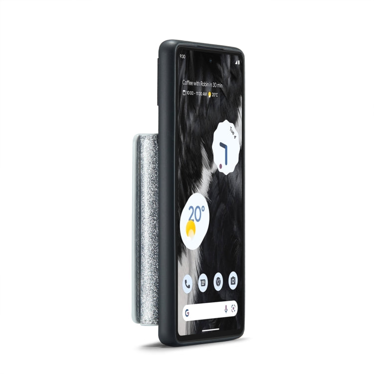 For Google Pixel 7 DG.MING M3 Series Glitter Powder Card Bag Leather Case(Silver) - Google Cases by DG.MING | Online Shopping South Africa | PMC TechLife | Buy Now Pay Later Mobicred