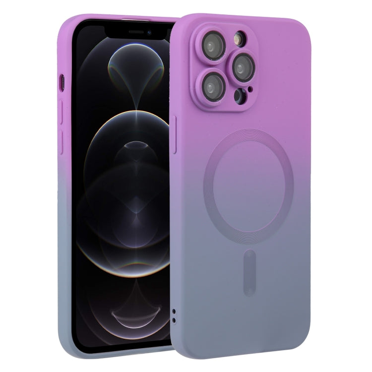 For iPhone 12 Pro Liquid TPU Silicone Gradient MagSafe Phone Case(Purple) - iPhone 12 / 12 Pro Cases by PMC TechLife | Online Shopping South Africa | PMC TechLife