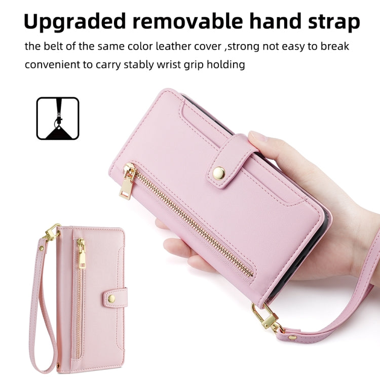 For ASUS Zenfone 9 / Zenfone 9Z Sheep Texture Cross-body Zipper Wallet Leather Phone Case(Pink) - free shipping - PMC TechLife - Order now!