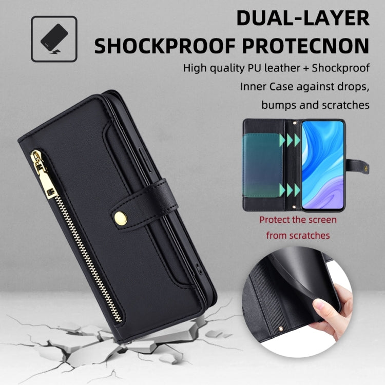 For Huawei P Smart Z / Enjoy 10 Plus Sheep Texture Cross-body Zipper Wallet Leather Phone Case(Black) - Huawei Cases by PMC TechLife | Online Shopping South Africa | PMC TechLife | Buy Now Pay Later Mobicred