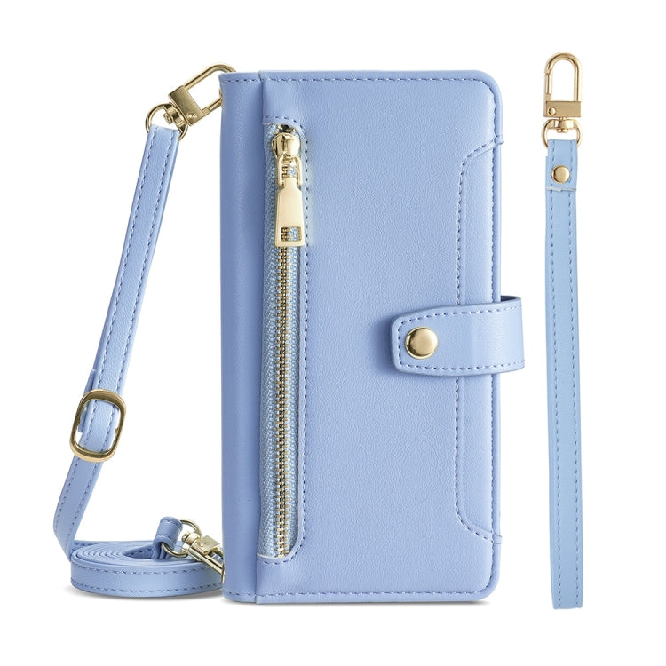 For Huawei P Smart Z / Enjoy 10 Plus Sheep Texture Cross-body Zipper Wallet Leather Phone Case(Blue) - Huawei Cases by PMC TechLife | Online Shopping South Africa | PMC TechLife | Buy Now Pay Later Mobicred