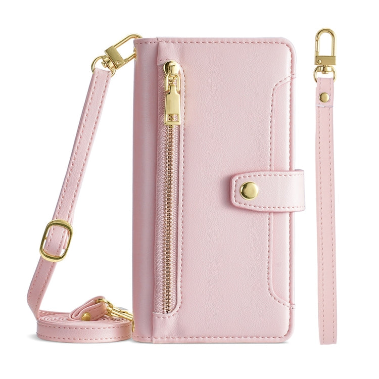 For Huawei Nova 10 Pro Sheep Texture Cross-body Zipper Wallet Leather Phone Case(Pink) - Huawei Cases by PMC TechLife | Online Shopping South Africa | PMC TechLife | Buy Now Pay Later Mobicred