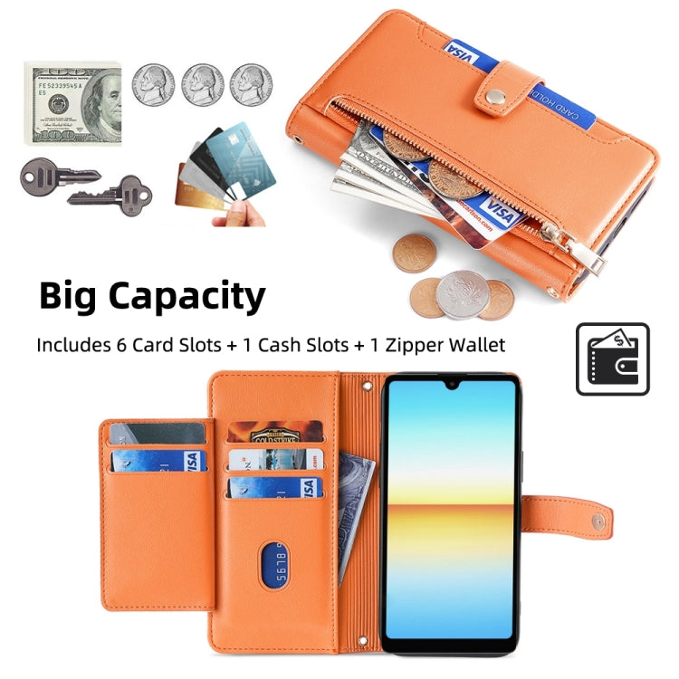For Sony Xperia Ace III Sheep Texture Cross-body Zipper Wallet Leather Phone Case(Orange) - Sony Cases by PMC TechLife | Online Shopping South Africa | PMC TechLife | Buy Now Pay Later Mobicred