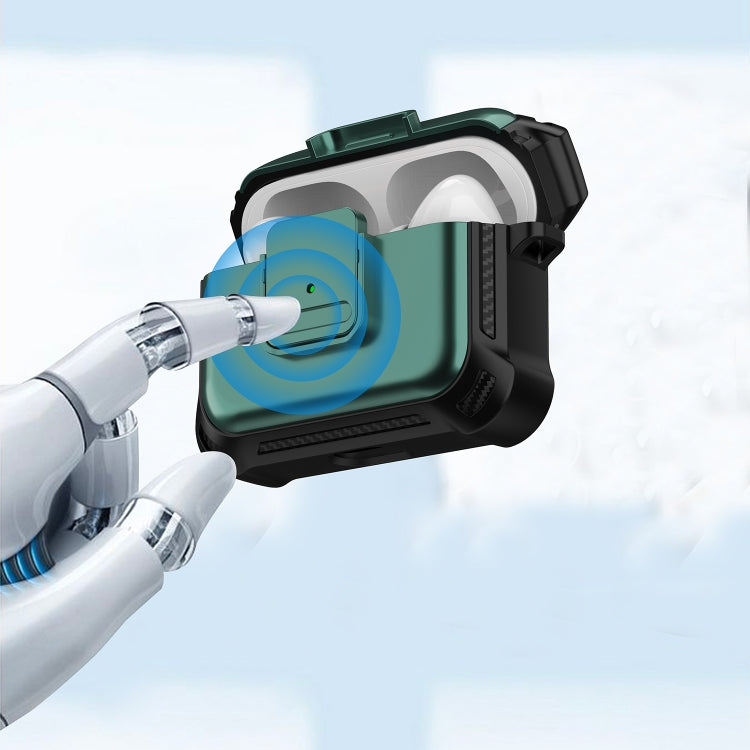 For AirPods Pro TPU + PC Shockproof Earphone Protective Case with Switch(Purple) - For AirPods Pro by PMC Jewellery | Online Shopping South Africa | PMC Jewellery | Buy Now Pay Later Mobicred