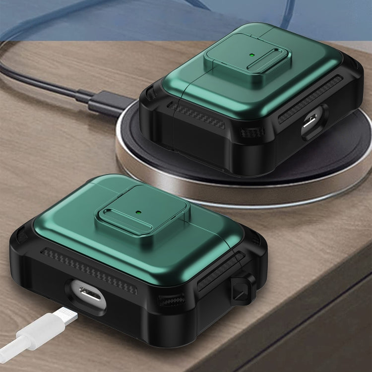 For AirPods Pro TPU + PC Shockproof Earphone Protective Case with Switch(Blue) - For AirPods Pro by PMC Jewellery | Online Shopping South Africa | PMC Jewellery | Buy Now Pay Later Mobicred