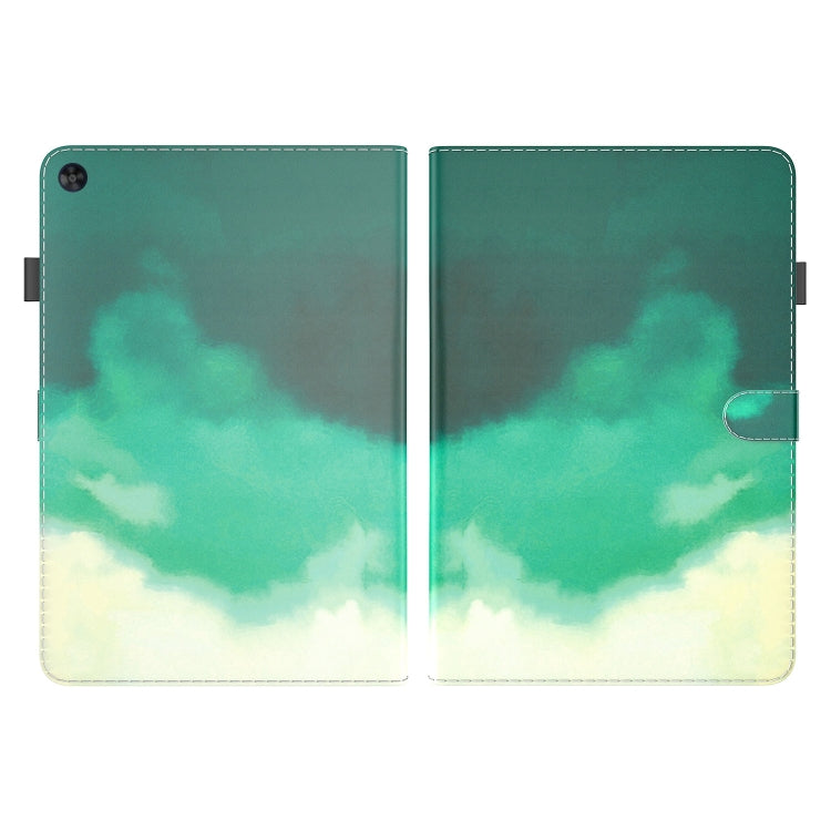 For Huawei MatePad SE Watercolor Pattern Flip Leather Tablet Case(Cyan Green) - Huawei by PMC TechLife | Online Shopping South Africa | PMC TechLife | Buy Now Pay Later Mobicred