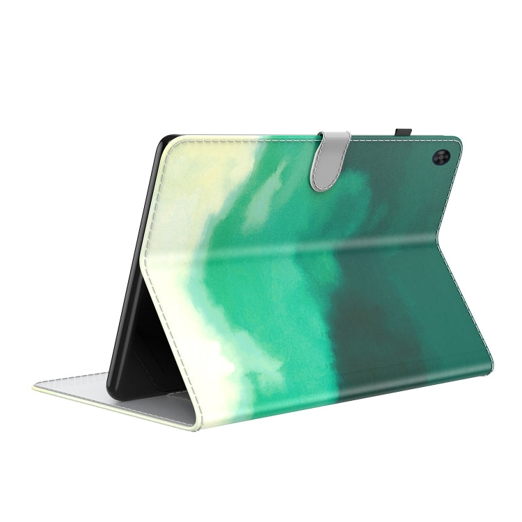 For Huawei MatePad SE Watercolor Pattern Flip Leather Tablet Case(Cyan Green) - Huawei by PMC TechLife | Online Shopping South Africa | PMC TechLife | Buy Now Pay Later Mobicred