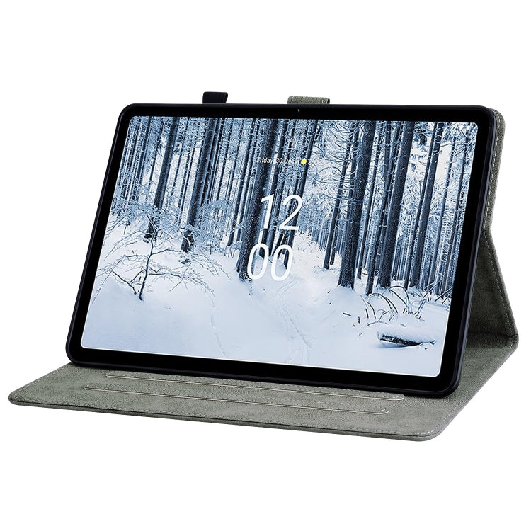 For Nokia T21 Tiger Pattern Flip Leather Tablet Case(Dark Green) - Nokia by PMC TechLife | Online Shopping South Africa | PMC TechLife | Buy Now Pay Later Mobicred