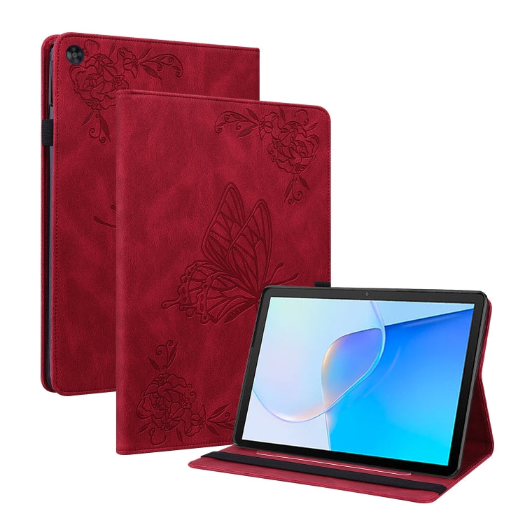 For Huawei MatePad SE Butterfly Flower Embossed Leather Tablet Case(Red) - Huawei by PMC TechLife | Online Shopping South Africa | PMC TechLife | Buy Now Pay Later Mobicred