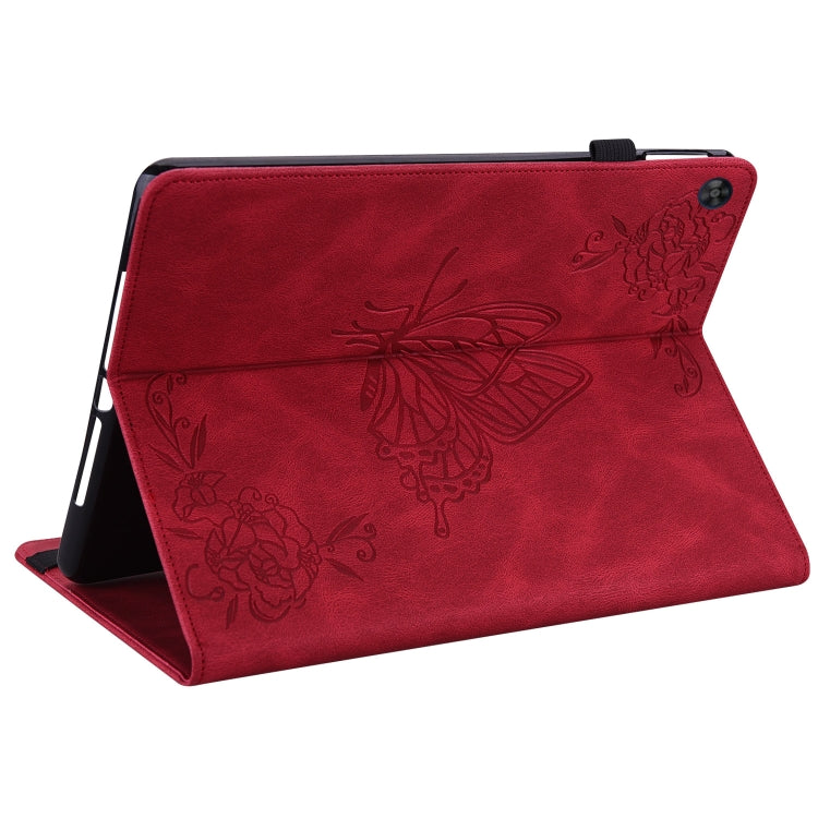 For Huawei MatePad SE Butterfly Flower Embossed Leather Tablet Case(Red) - Huawei by PMC TechLife | Online Shopping South Africa | PMC TechLife | Buy Now Pay Later Mobicred