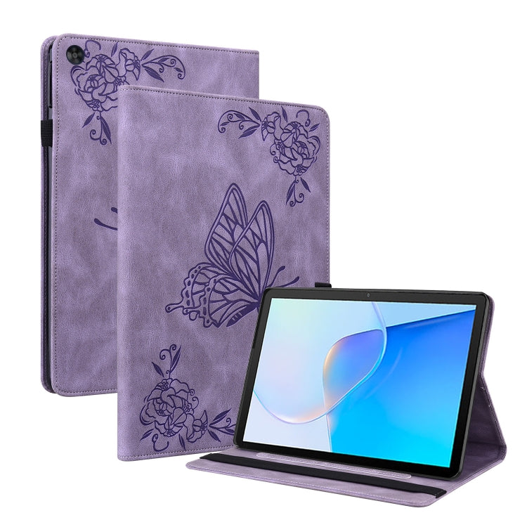 For Huawei MatePad SE Butterfly Flower Embossed Leather Tablet Case(Purple) - Huawei by PMC TechLife | Online Shopping South Africa | PMC TechLife | Buy Now Pay Later Mobicred