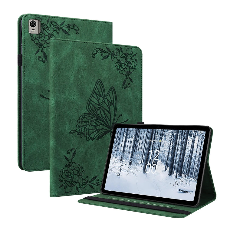 For Nokia T21 Butterfly Flower Embossed Leather Tablet Case(Green) - free shipping - PMC TechLife - Order now!