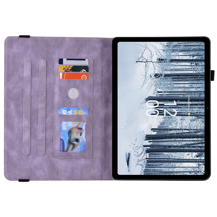 For Nokia T21 Butterfly Flower Embossed Leather Tablet Case(Purple) - Nokia by PMC TechLife | Online Shopping South Africa | PMC TechLife | Buy Now Pay Later Mobicred