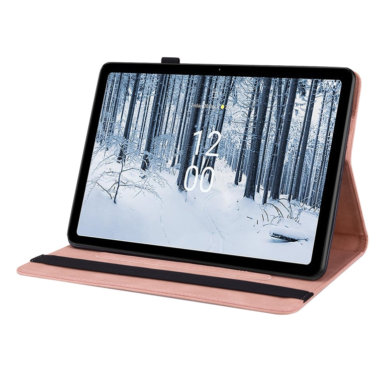 For Nokia T21 Butterfly Flower Embossed Leather Tablet Case(Rose Gold) - Nokia by PMC TechLife | Online Shopping South Africa | PMC TechLife | Buy Now Pay Later Mobicred