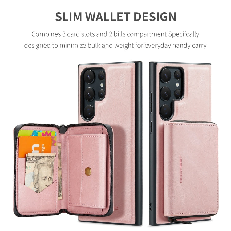 For Samsung Galaxy S24 Ultra 5G JEEHOOD Magnetic Zipper Horizontal Flip Leather Phone Case(Pink) - free shipping - PMC Jewellery - Order now!