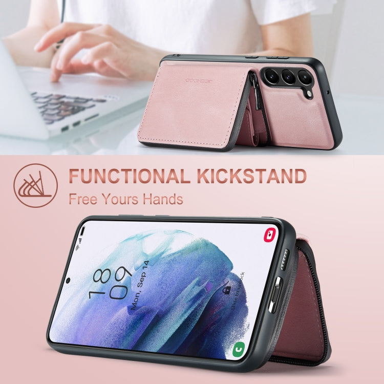 For Samsung Galaxy S24+ 5G JEEHOOD Magnetic Zipper Horizontal Flip Leather Phone Case(Pink) - free shipping - PMC Jewellery - Order now!