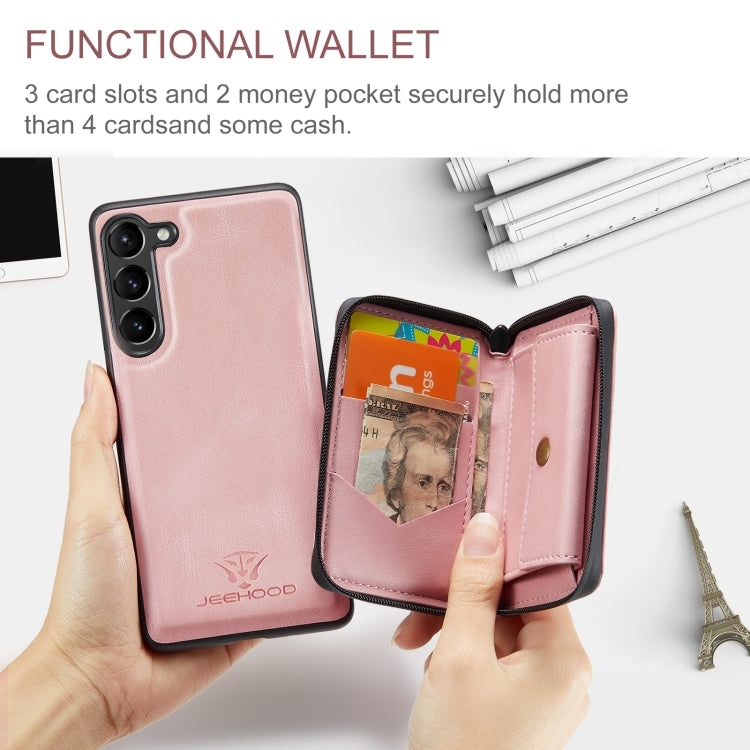For Samsung Galaxy S24+ 5G JEEHOOD Magnetic Zipper Horizontal Flip Leather Phone Case(Pink) - free shipping - PMC Jewellery - Order now!